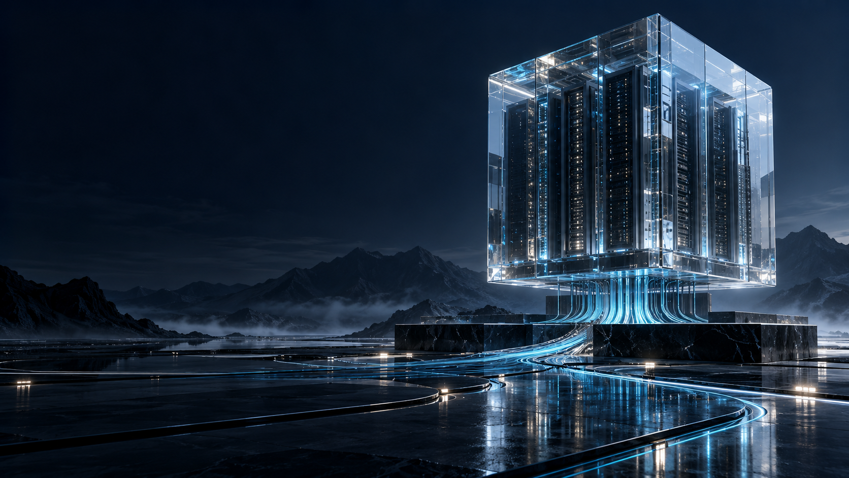 Concept illustration of connected server infrastructure